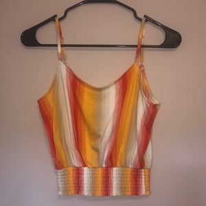 Striped orange and white tank top size small